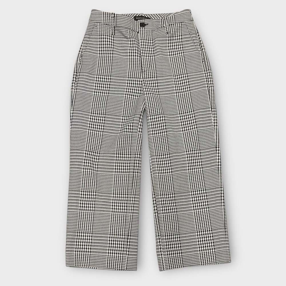 Banana Republic Crop Wide Leg Trousers Black & White Houndstooth Size 0 Short